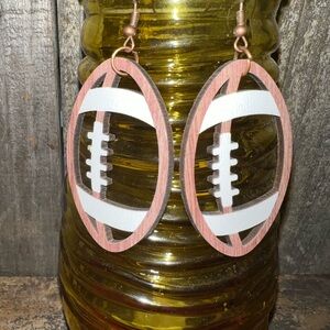 Wooden Football Earrings